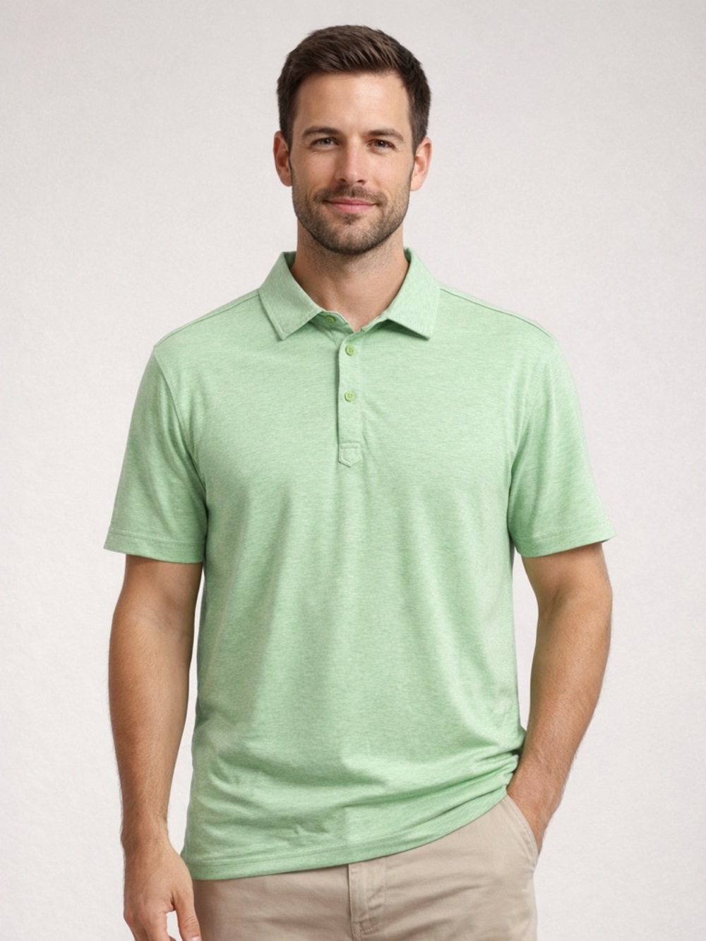 NWT Raffi Short Sleeve Aqua Cotton Polo Large Mint Green Easy Care Luxury Comfy